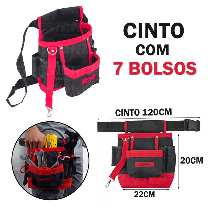 Bolsa Porta Ferramentas Para Cinto Com 7 Bolsos