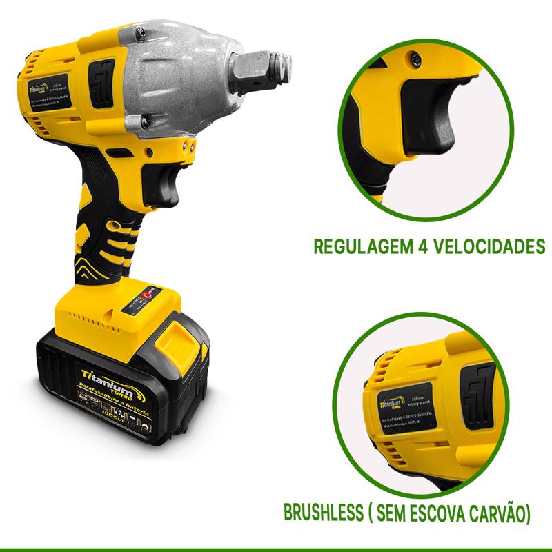 Chave de Impacto Bateria 1/2 Polegada Bivolt Com Maleta Acessórios