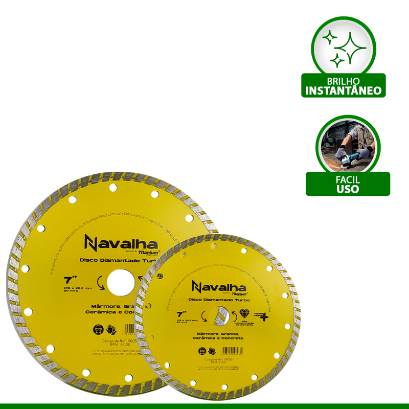 DISCO DIAMANTADO NAVALHA TURBO 4.3/8" X 110MM Destak Ferramentas