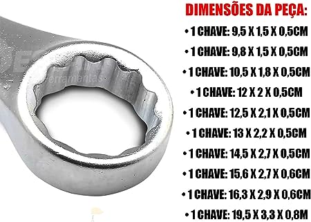 Jogo De Chave Combinada 6 A 17mm 10 Peças Rk Western