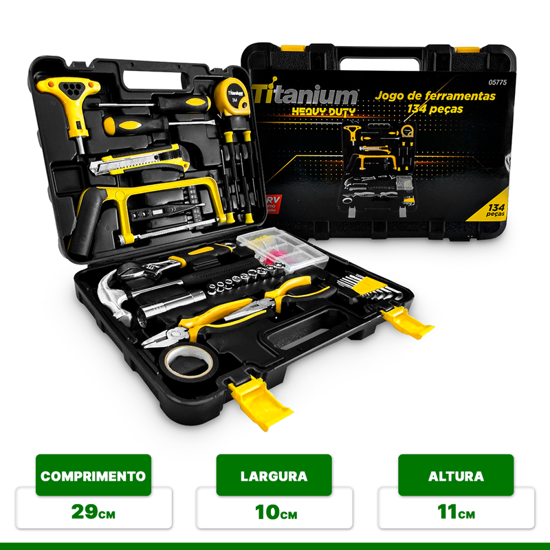 Jogo De Ferramentas 134 Peças Titanium Destak Ferramentas