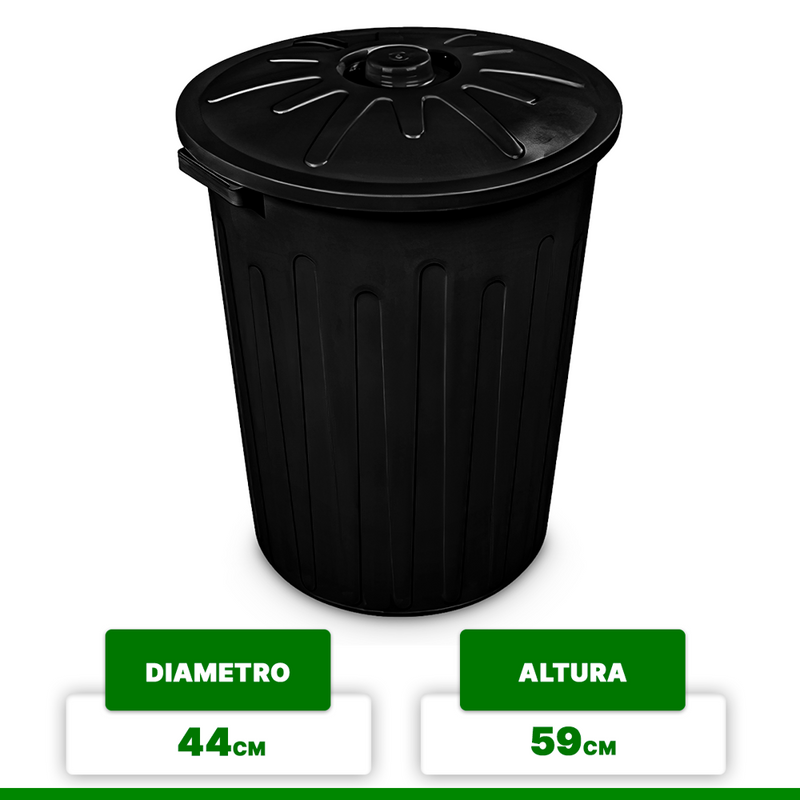 Lixeira Arqplast Com Alça Plástica Label Redonda Preta 65l