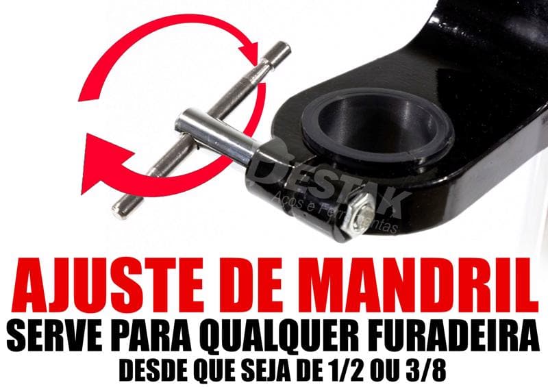 Suporte Para Furadeira Com Morsa 1/2 E 3/8 Manual Ajustável Universal Sparta Destak Ferramentas