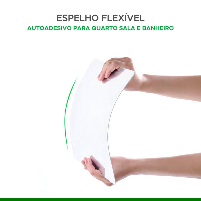 Kit Espelho Decorativo Autocolante Acrílico 100x50cm Flexível