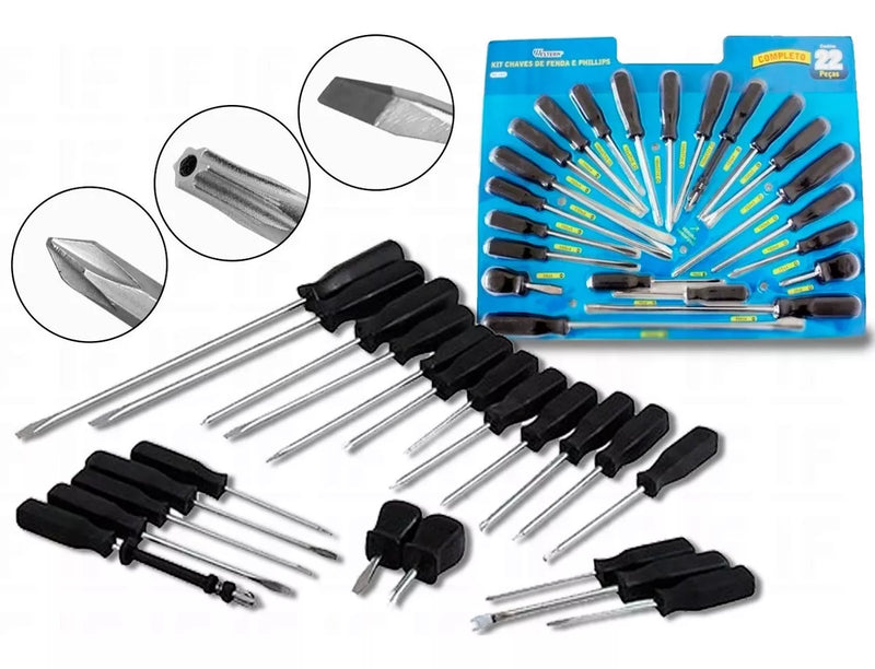 Kit Jogo De Chaves Fenda Torx Phillips 22 Peças Western Multiuso Ferramentas