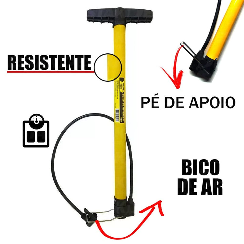 BOMBA DE AR VERTICAL PLASTICA DE MÃO 50CM FERTAK Destak Ferramentas