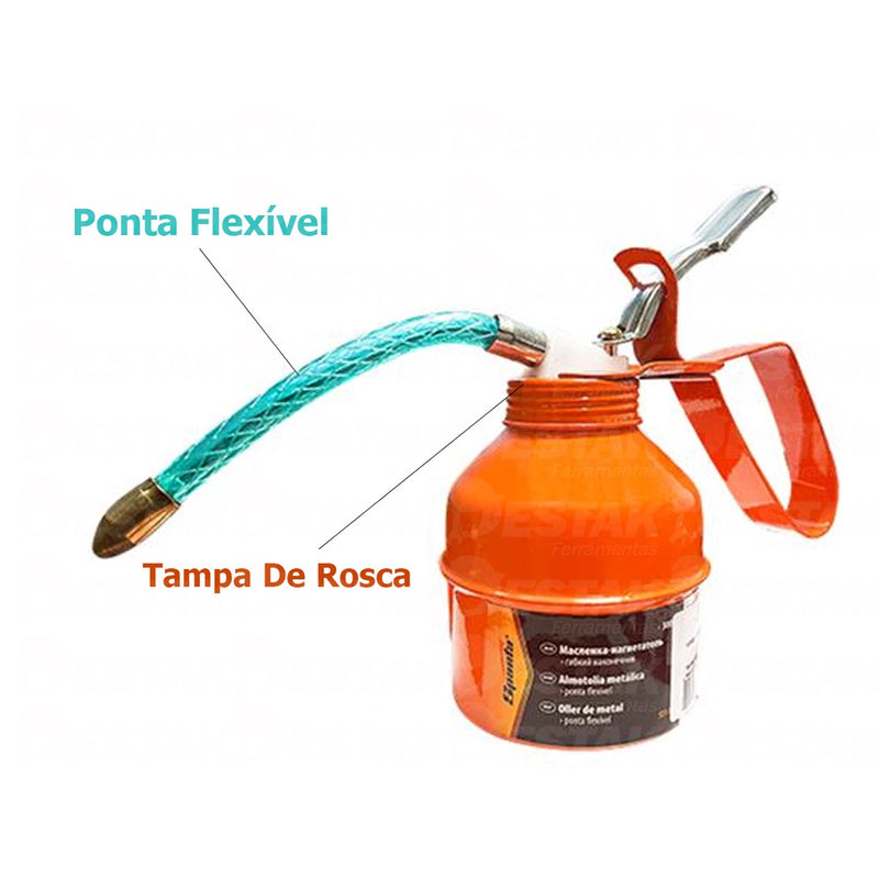 Almotolia Metalica 300Ml Ponta Flexivel Sparta