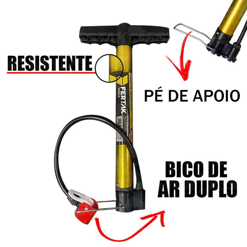 Bomba De Ar Vertical Plastica De Mão 30cm Fertak